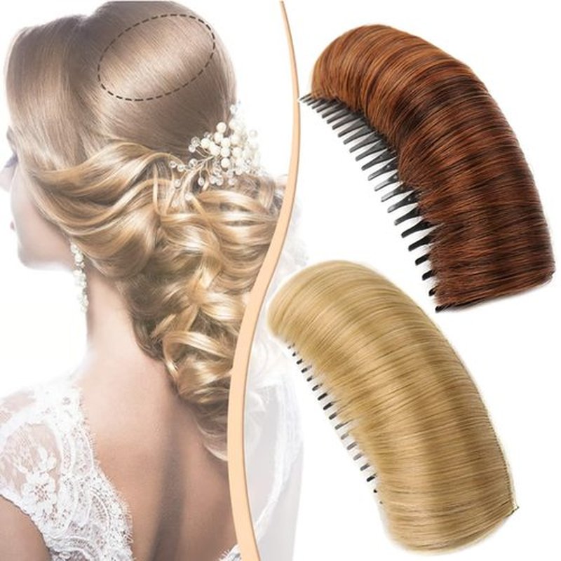 Invisible Fluffy Hair Pad, 2025 New Natural Fluffy Hair Bumps for Volume Insert, Bump It Up Hair Accessory Volume Clip, Invisible Fluffy Hair Pad Blonde for Women Girls (2pcs Light Brown+Golden)