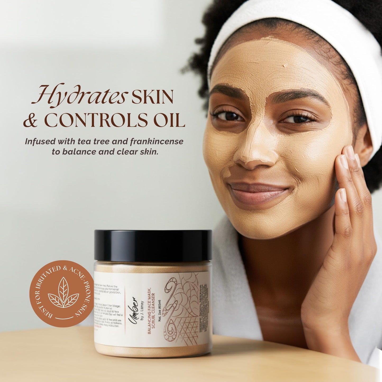 Umber by J. Lenay Clay Face Mask, Exfoliating Srub & Pore Cleanser, 2oz