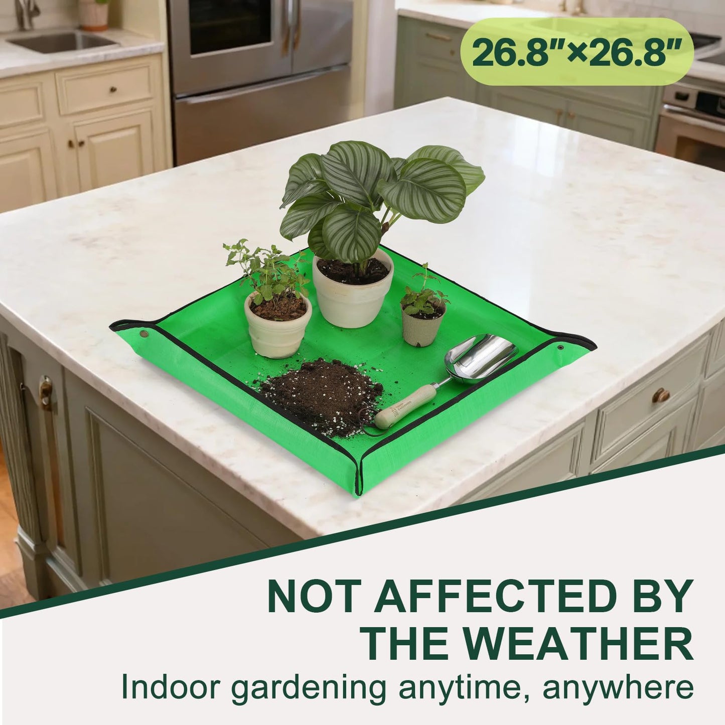 bukmialy 26.8"x26.8" Super Thick Repotting Mat for Indoor Plants - Tear-Resistant, Foldable, Double-Sided Waterproof Potting Mat for Mess-Free Indoor Gardening