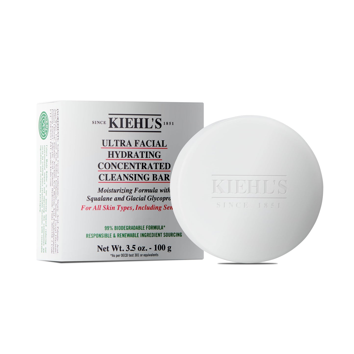 Kiehl's - Ultra Facial Cleansing Bar - Protects Moisture Barrier - 3.5 oz