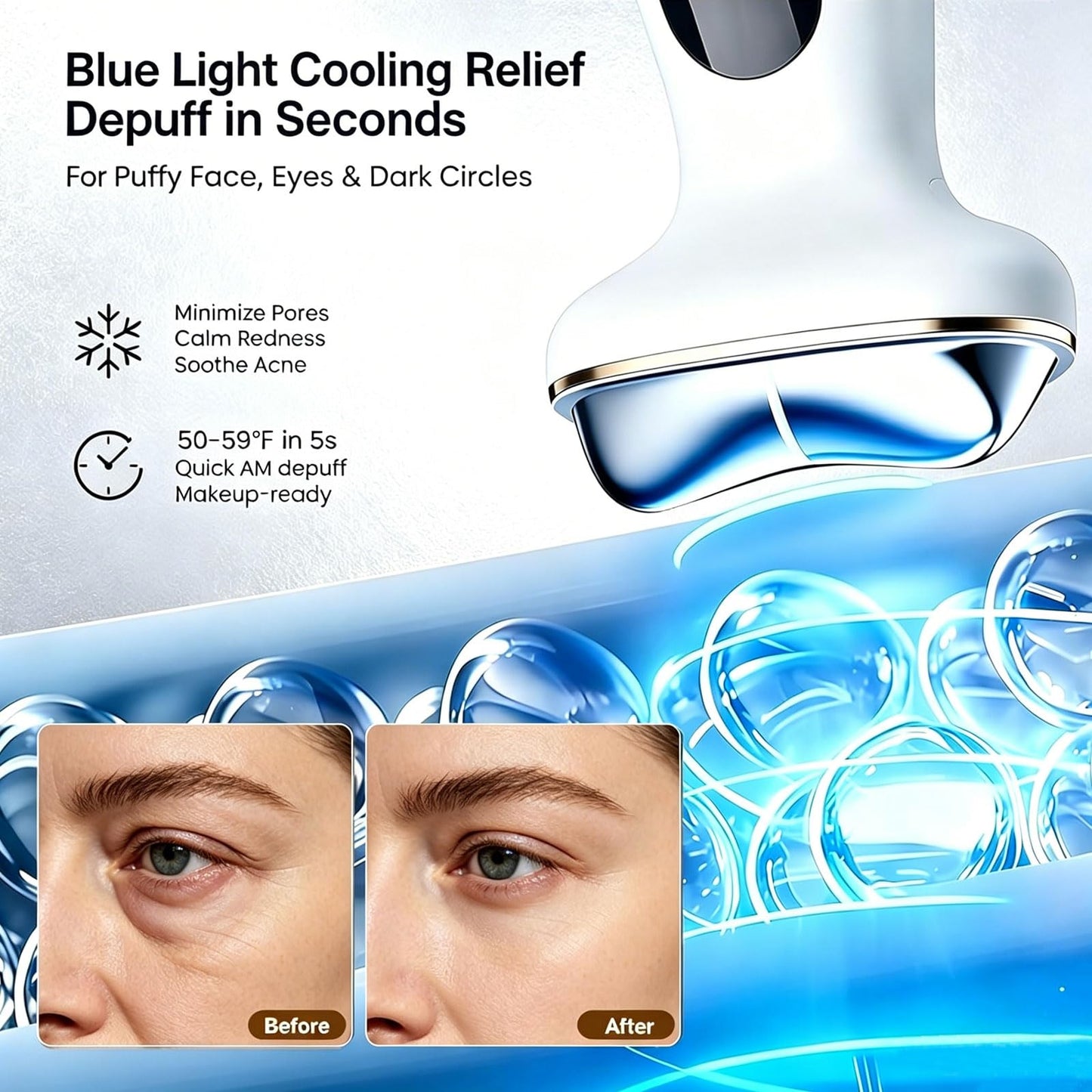 RFVDC Cold Heated Electric Gua Sha, Facial Neck Lymphatic Drainage Sculpting Tool, Cooling Depuffing Wand for Puffy Face Eyes, 7-in-1 LED Red Light Face Massager for Lifting, Contouring, Firming