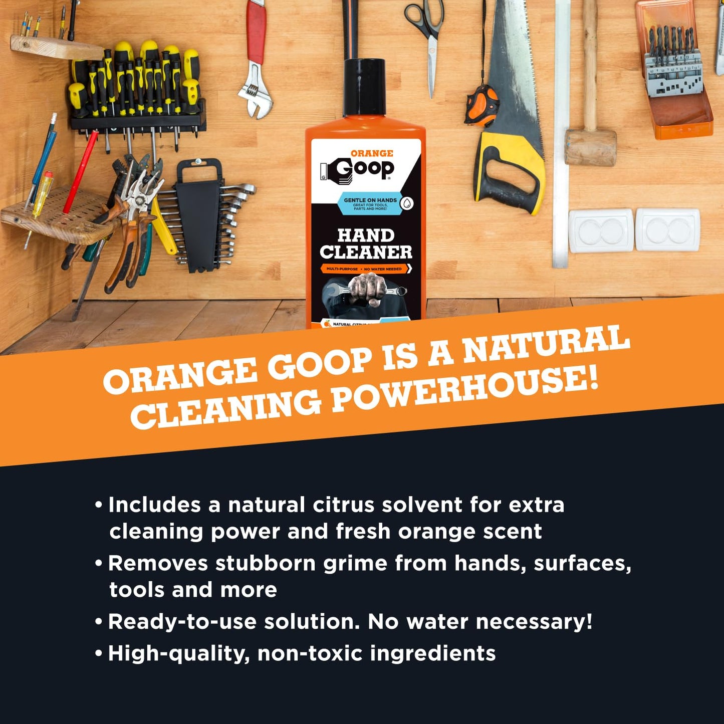 GOOP Orange Liquid Multi-Purpose Waterless Hand Cleaner - 16 oz Flip-Top Bottle (Pack of 2)