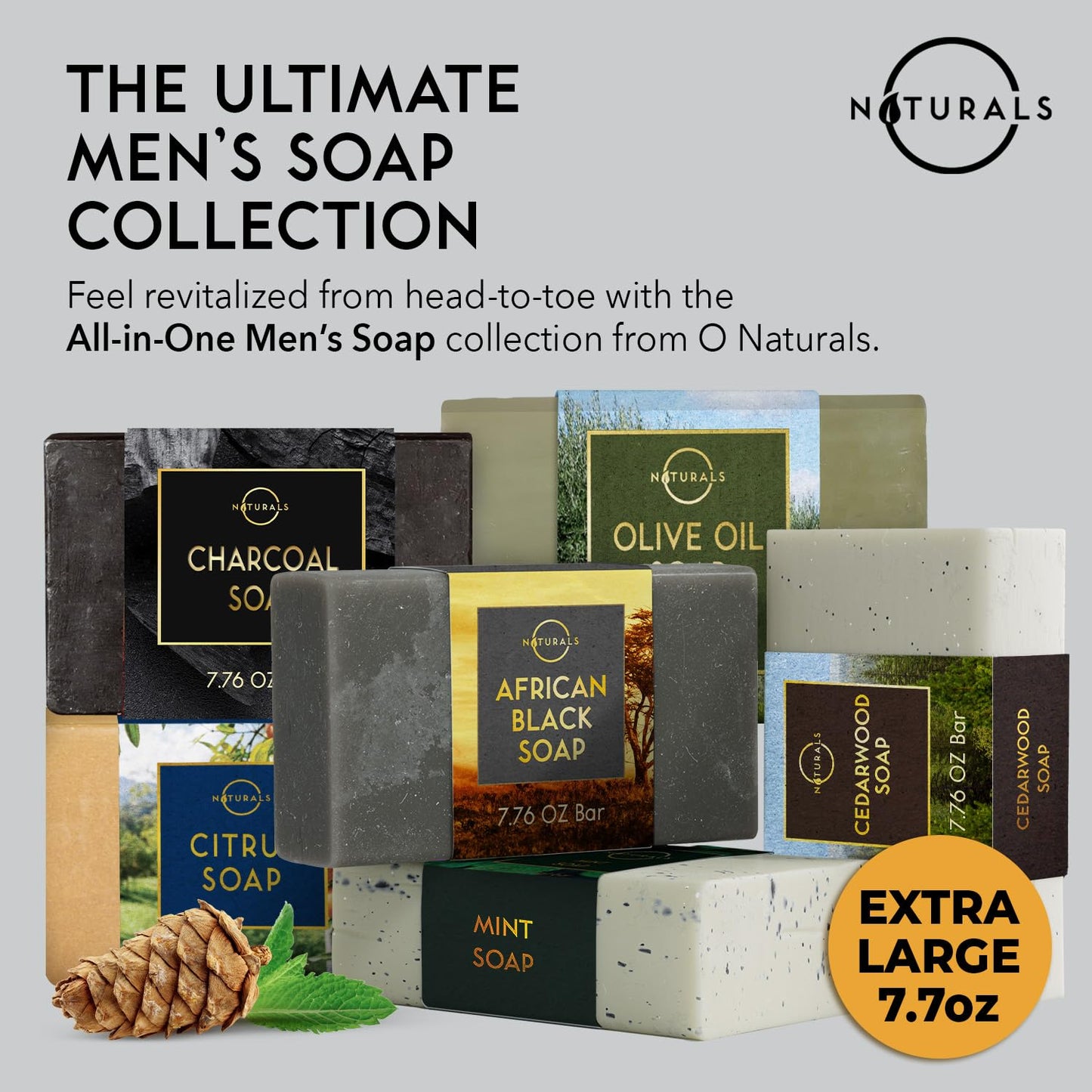 O Naturals Activated Charcoal Soap Bar for Men and Women - Detoxifying, Moisturizing, and Vegan - 4 oz