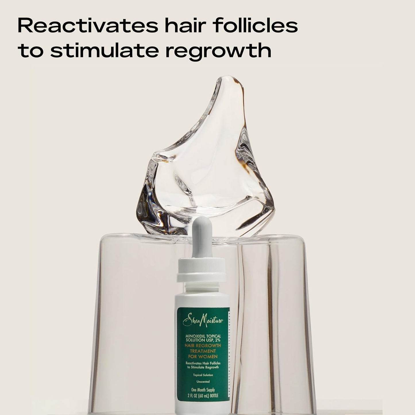 SheaMoisture Hair Regrowth Treatment for Women Minoxidil Topical Solution UPS, 2% to Stimulate Hair Regrowth Unscented 2 oz