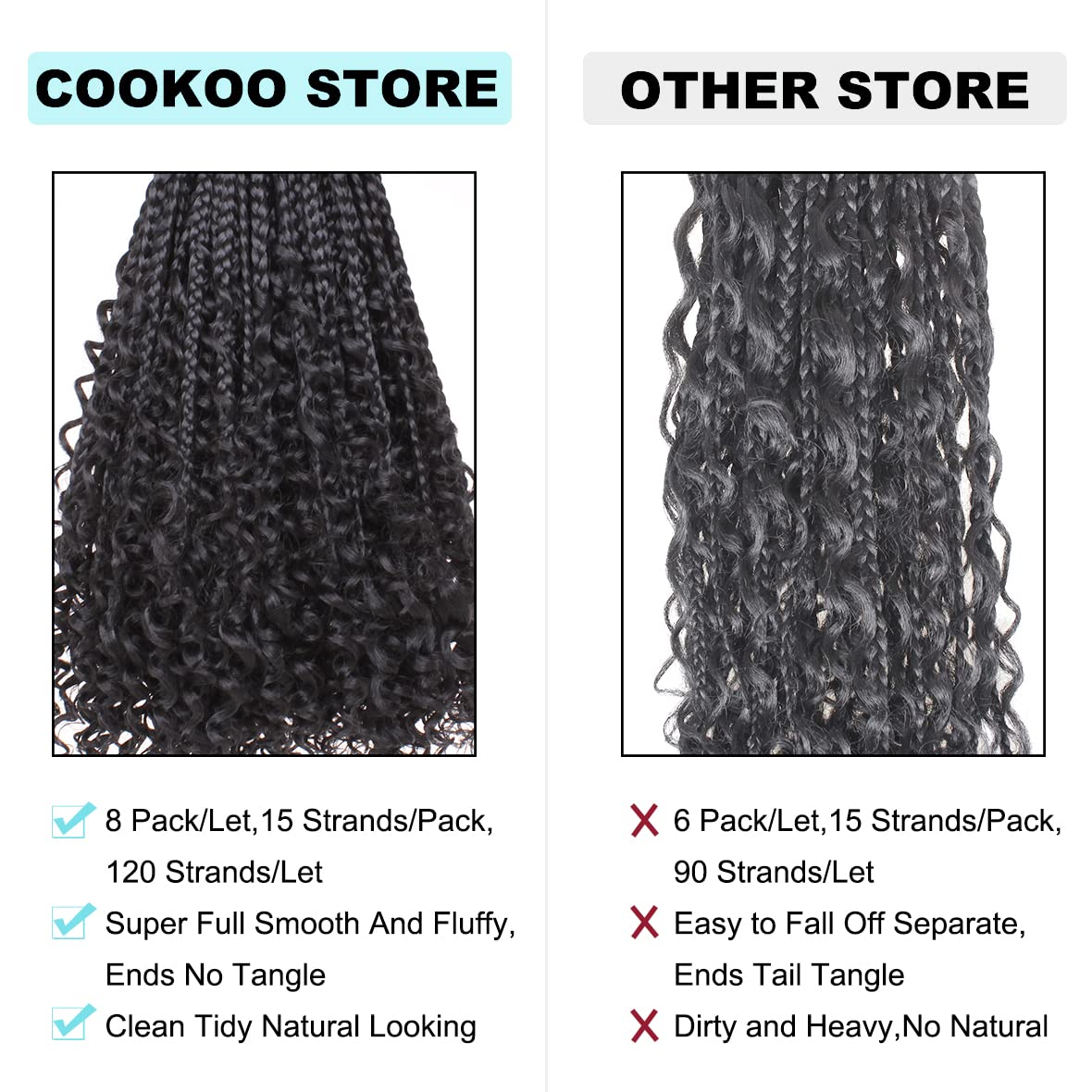 COOKOO 8 Pack Boho Box Braids Crochet Hair for Black Women 18 Inch Synthetic Goddess Box Braids Curly Ends Crochet Hair Pre Looped Ombre Brown Bohemian Afro Twist Braiding Hair T30#