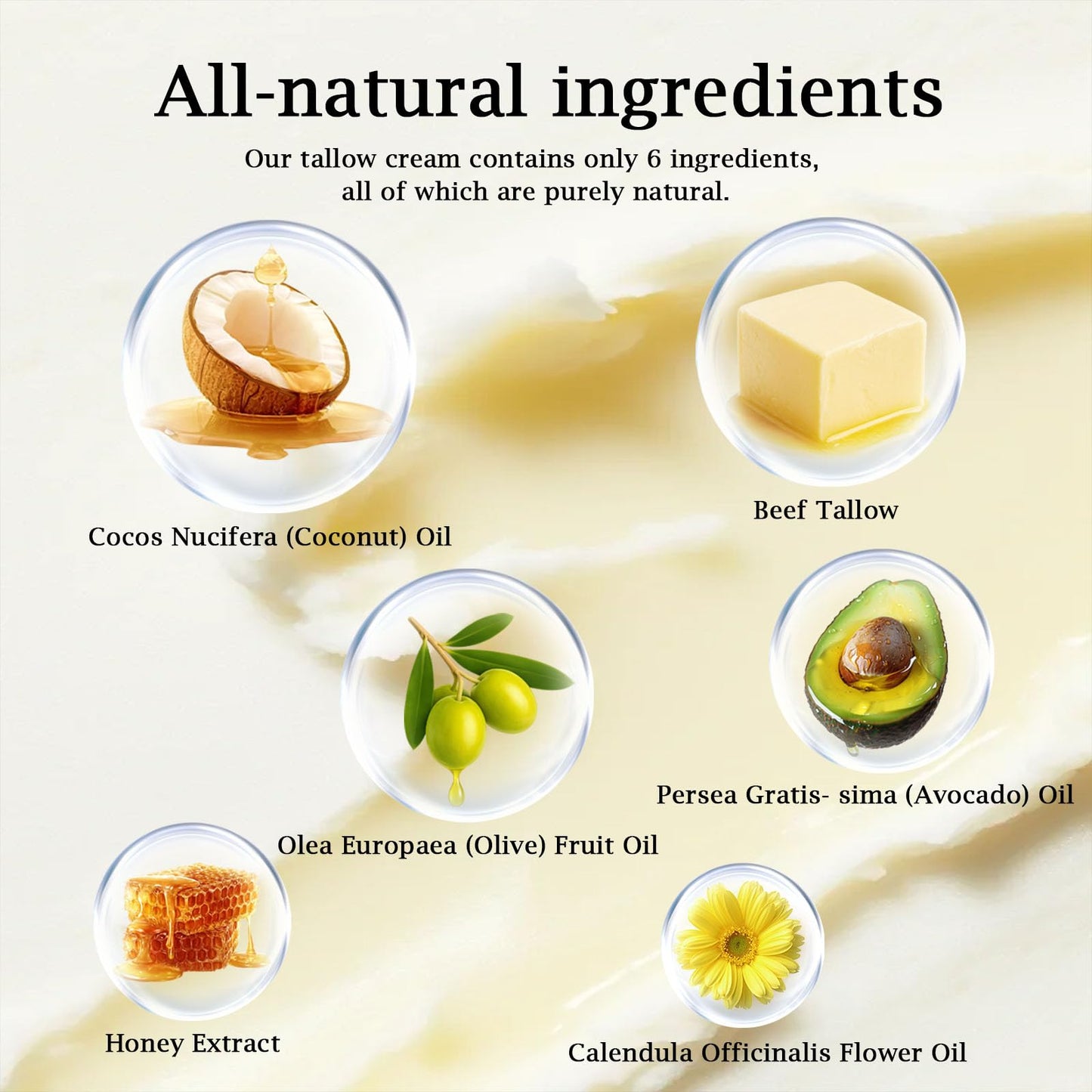 100% Grass Fed Whipped Beef Tallow Balm, Ultra Moisturizing Skin Cream for Face, Body Hands, Natural Skincare with Honey Coconut Oil Olive Oil and Avocado Oil for All Skin (1)