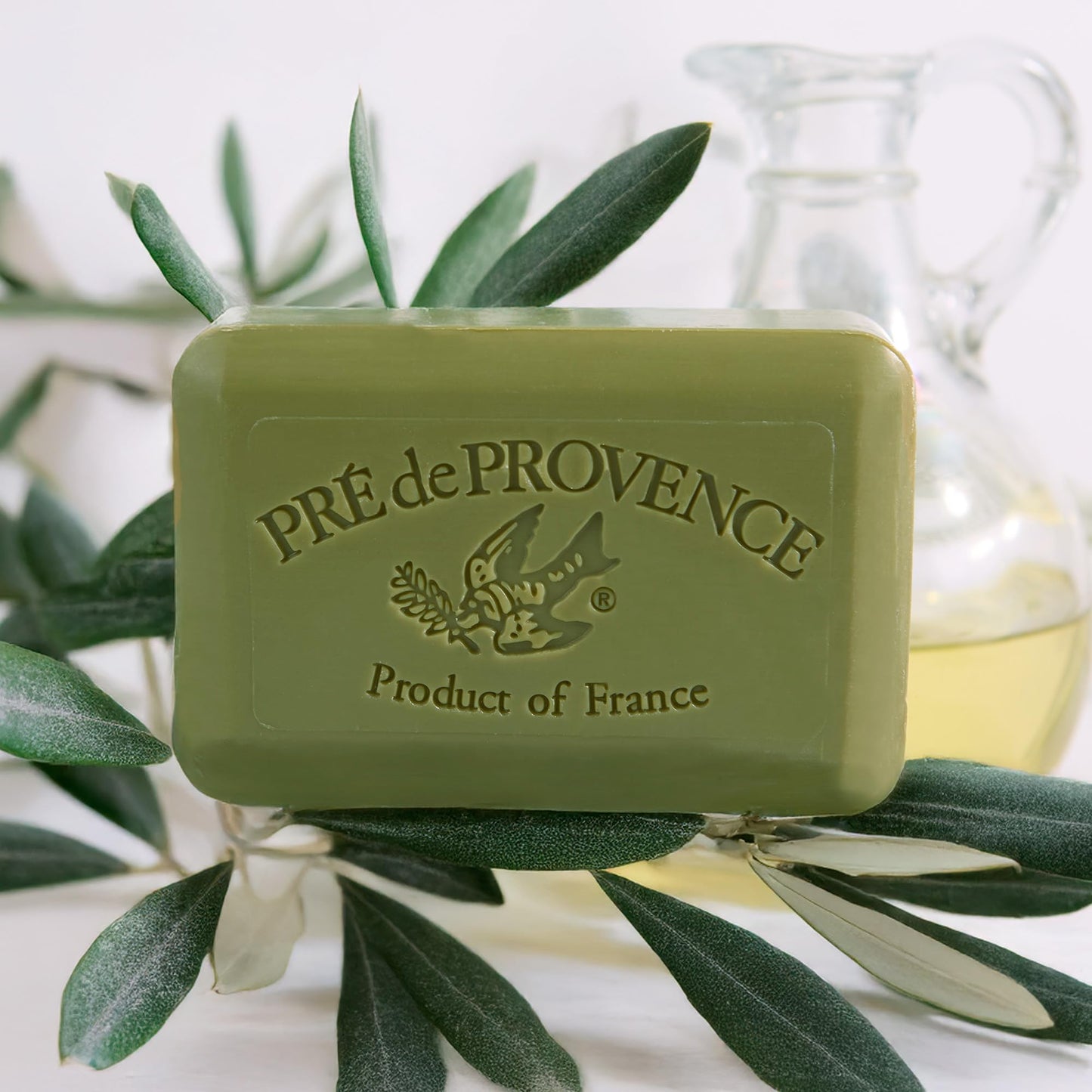 Pre de Provence Artisanal Soap Bar, Enriched with Organic Shea Butter, Natural French Skincare, Quad Milled for Rich Smooth Lather, 8.8 Ounce, Olive Oil