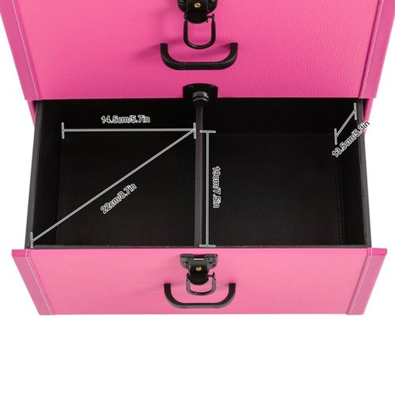 QUEWATSA Rolling Makeup Case with Drawers&4 Wheel, Cosmetic Case Trolley, Make Up Suitcase Cosmetic Trolley, Portable Multifunction Makeup Suitcase, Jewelry Travel Cosmetic Train Case (Rose Red)