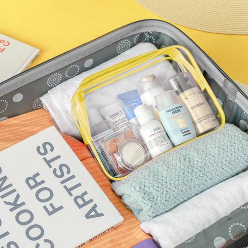 PACKISM Clear Makeup Bags - 2 Pack Quart Size Travel Bag TSA Approved Clear Travel Bags for Toiletries, Clear Cosmetic Bags Carry on Clear Toilety Bag TSA Approved Toiletry Bags, Yellow