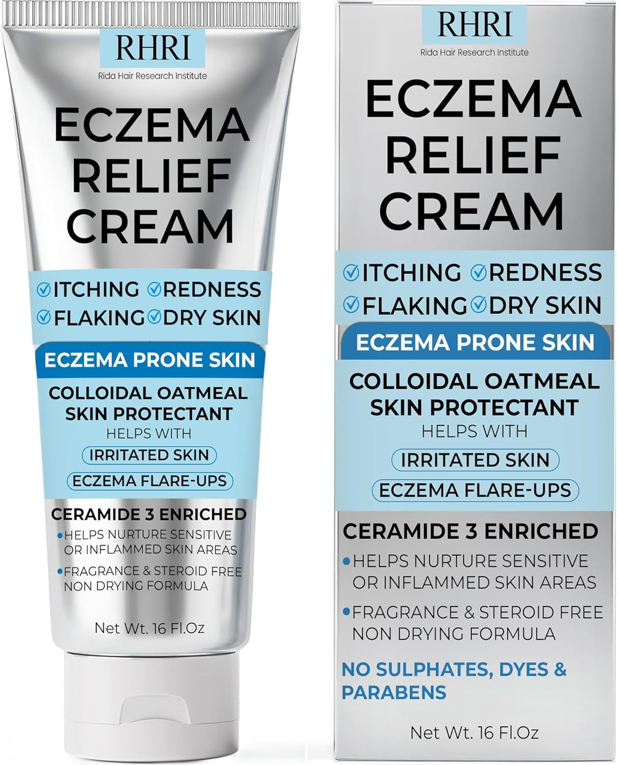 Eczema Cream For Adults with Colloidal Oatmeal | Eczema Treatment for Dry Itchy Skin | Relieves Itching Redness & Flaking | Soothing Moisturizer for Sensitive & Irritated Skin | 16 Fl Oz