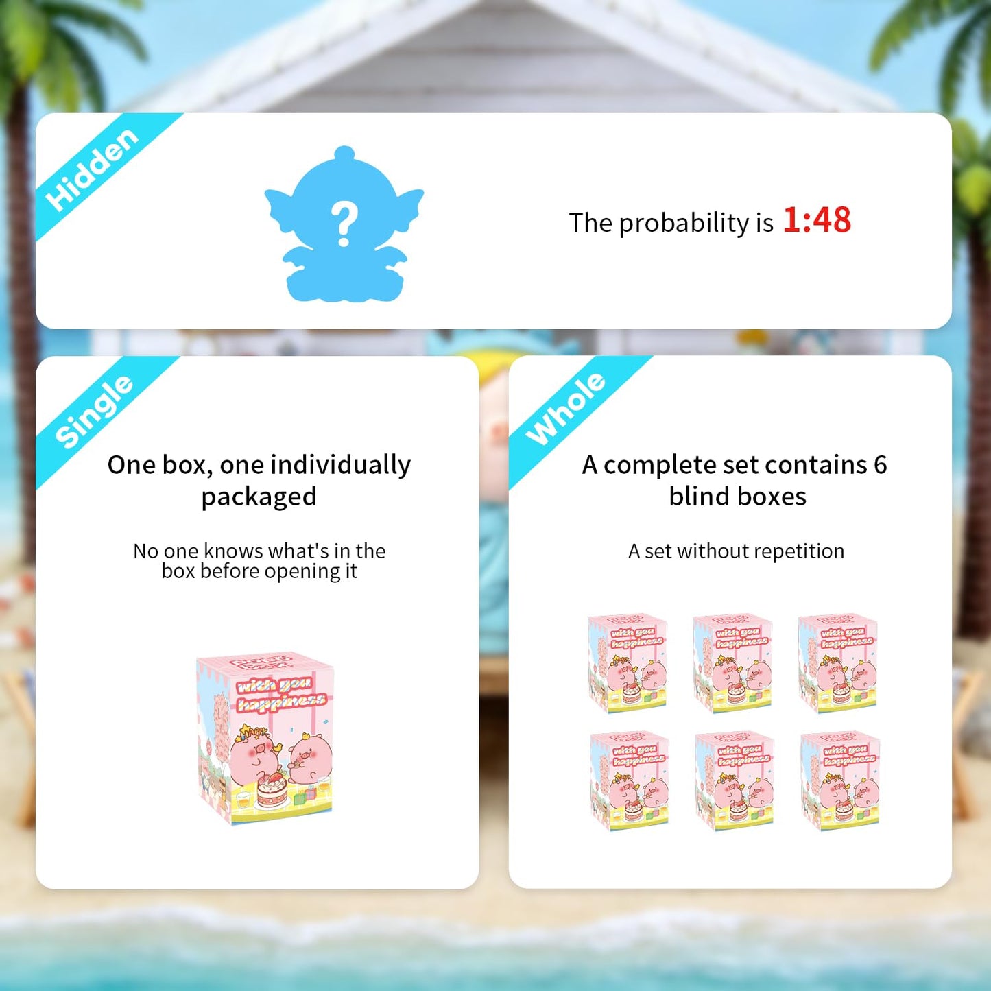 Popobox Ocean Free Roam Pig Series Blind Box Figures, Random Design Action Figures Collectible Toys for Birthday Gift, Home Decorations, Single Box
