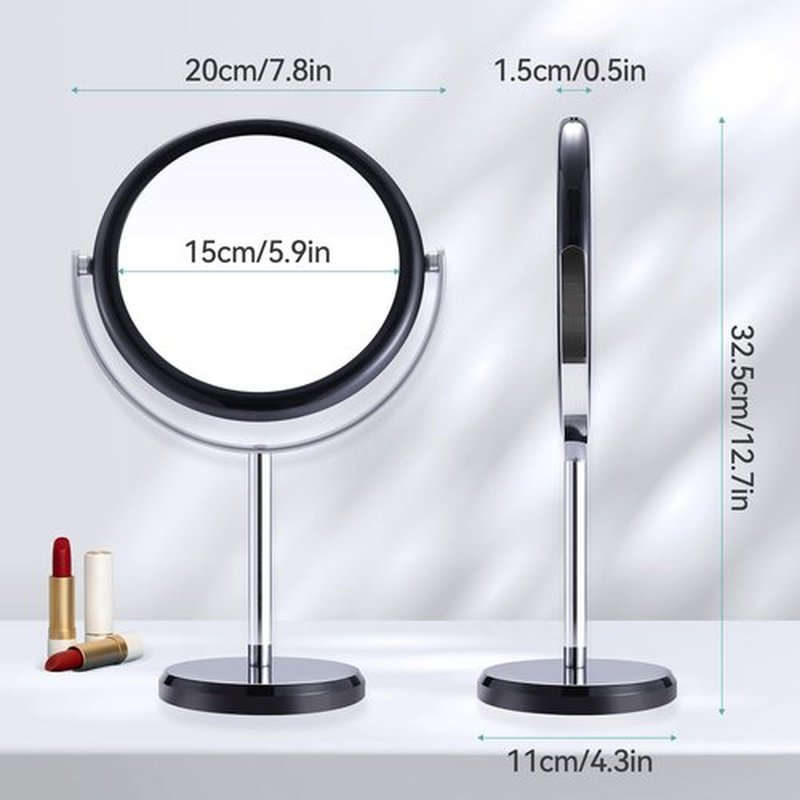 MIYADIVA 20X Magnifying Mirror, Makeup Mirror with Magnification, Double Sided 1X&20X Magnifying Makeup Mirror, 20X Magnifying Mirror for Desk, 360°Rotation Magnifying Mirror with Stand, Black