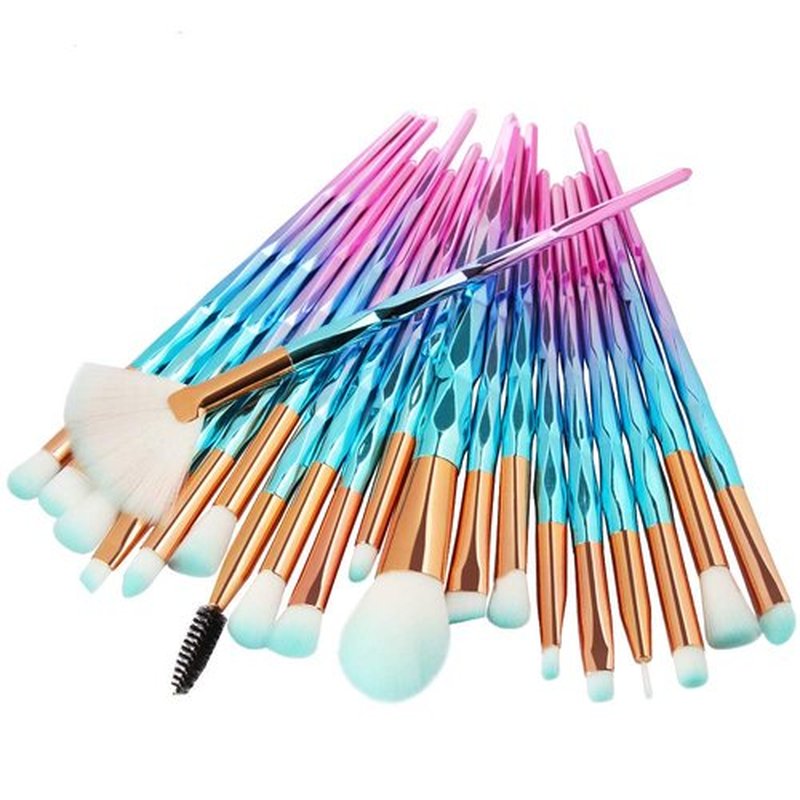 KOLIGHT® Pack of 20pcs Cosmetic Eye Shadow Sponge Eyeliner Eyebrow Lip Nose Foundation Powder Makeup Brushes Sets (blue pink)