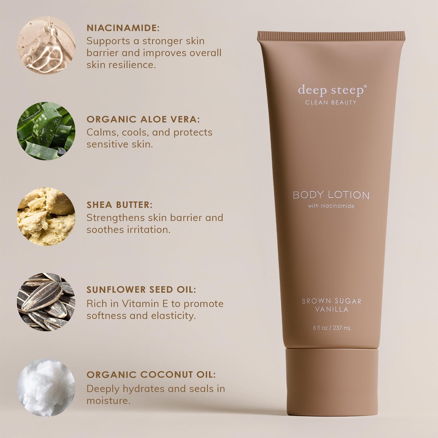 Deep Steep Body Lotion, Passion Fruit Guava, 8 oz – Moisturizer with Coconut Oil, Shea Butter, Argan Oil, Aloe Vera & Niacinamide – Vegan, Clean Beauty, Daily Skin Hydration