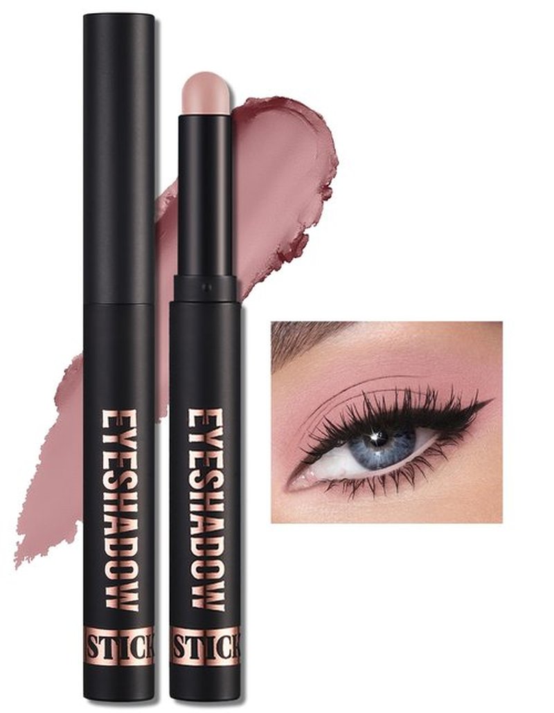 Erinde Waterproof Cream Eyeshadow Stick, Matte Nude Eye Shadow Sticks, Longwear Blendable High Pigmented, Neutral Eye Shadow Sticks Matte for Older Eyes, Smokey Eyeshadow Pencil Crayon, 11 Rose Pink
