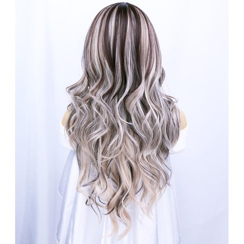 BERON Brown Blonde Wigs Long Wavy Wig for Women Curly Chocolate Highlights Blonde Heat Resistant Synthetic Hair Wigs for Cosplay Party Daily or Used