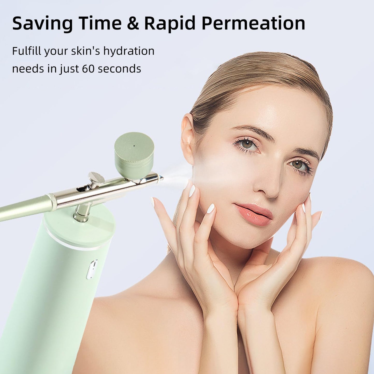 Facial Oxygen Spray Machine - High Pressure Nano Facial Steamer with 0.3mm Nozzle - Rechargeable Portable Nano Mist Injector Sprayer for Deep Moisturizing Face Skincare