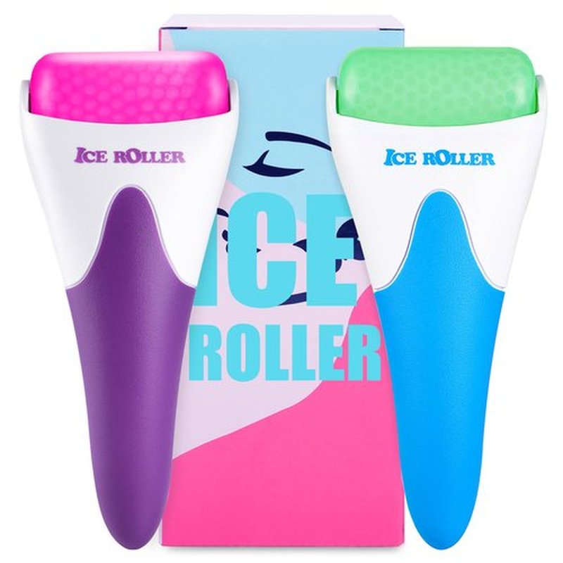AFOUNDA Ice Roller - 2 Packs Facial Tools - Reduces Puffiness, Migraine Pain Relief & Energizes-Ideal for All Skin Types(Green+Rose Red)