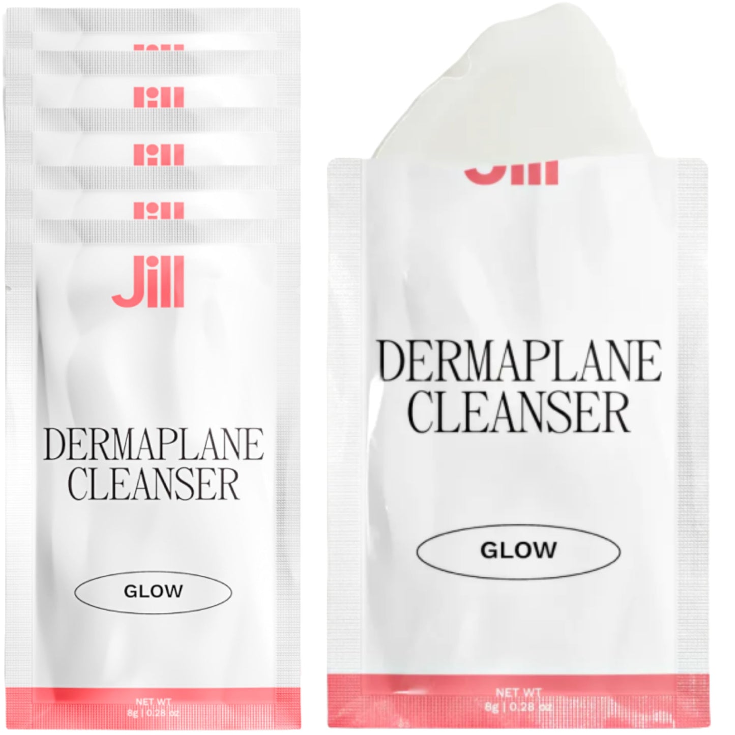 JILL Dermaplane Cleanser for Face 6 Pack Pre Shave Facial Cleanser for Dermaplaning Removes Makeup Oil and Buildup Non Stripping Fragrance Free Gentle Skin Prep Sachets