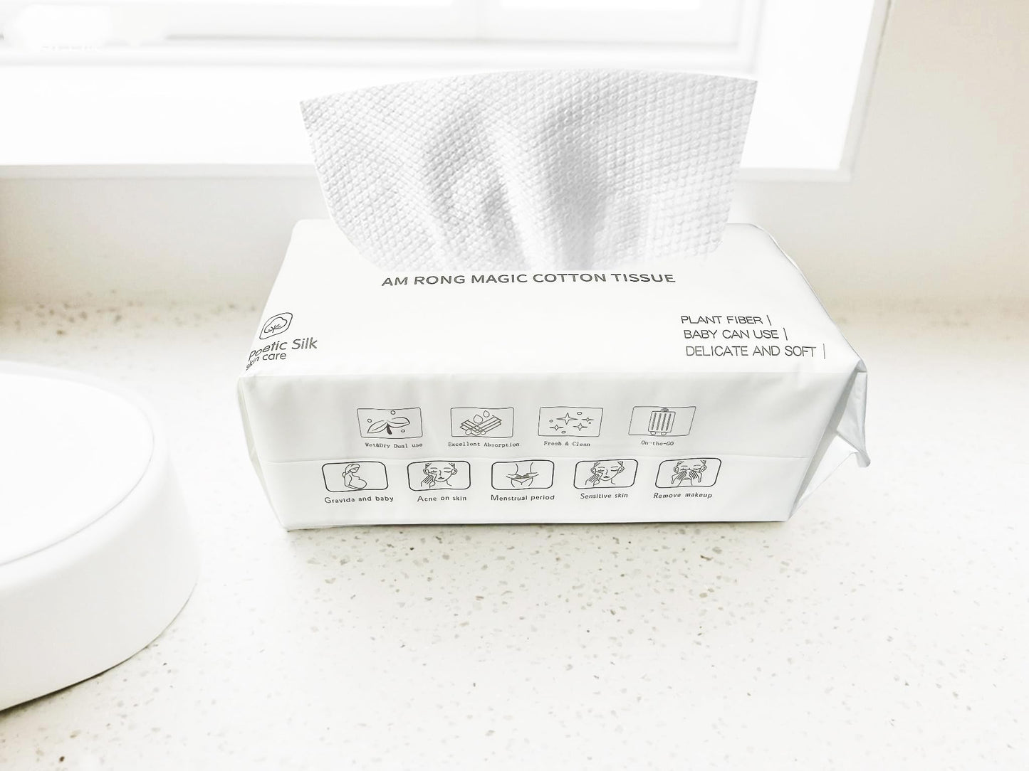 Disposable Cotton Facial Cleansing Dry Wipes, White, Soft Towelettes for Face, 100 Count (M-01)