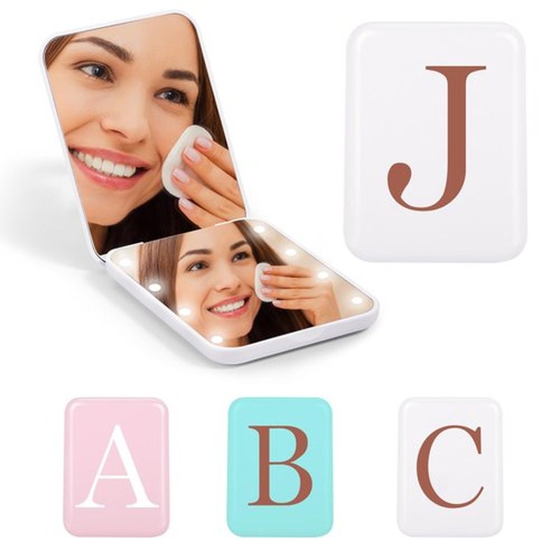 STINI Makeup Mirror - Small Pocket Mirror, Makeup Mirror with Light, Compact Mirror, Portable Makeup Mirror 1X/3X Magnification Compact LED Mirror Initial J