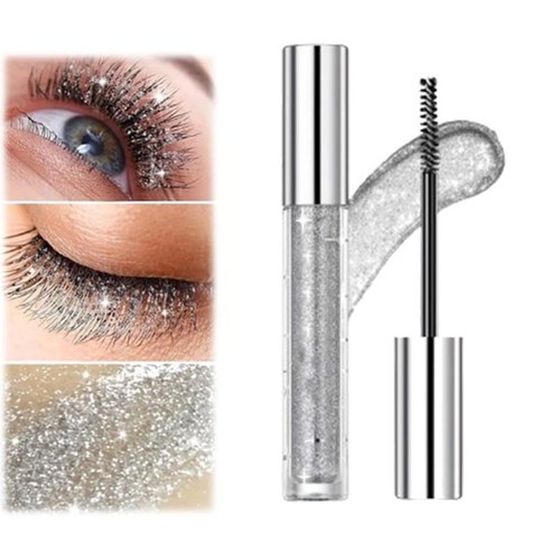 Question Beauty Glitter Mascara, Sparkle Mascara for Eyelashes, Questionbeauty Glitter Mascara, 4D Glitter Lash Mascara for Women Waterproof (Silver)