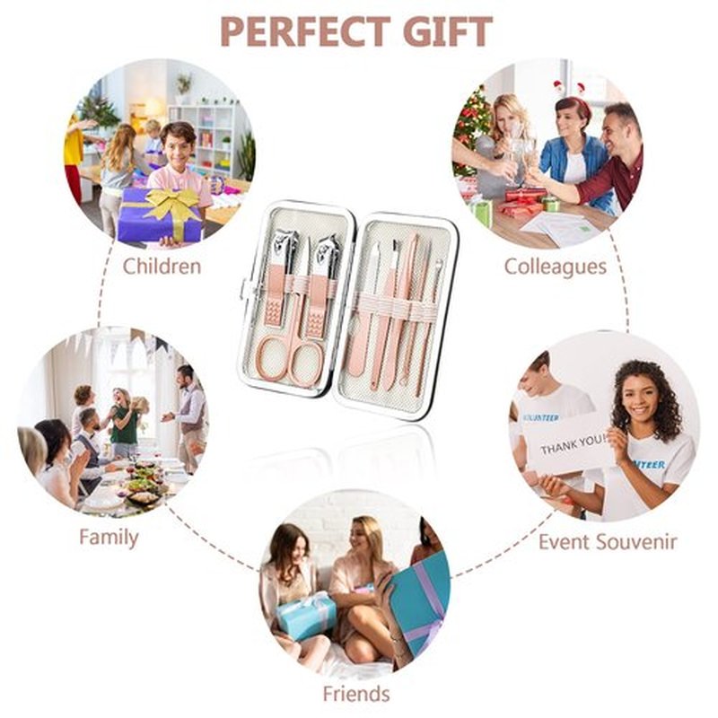 Hanaive 6 Set Manicure Set Nail Clippers Pedicure Kit 48Pcs Stainless Steel Grooming Kit 8 in 1 Professional Nail Care Tools with Luxurious Travel Case for Men Women Nail Care(Rose Gold)
