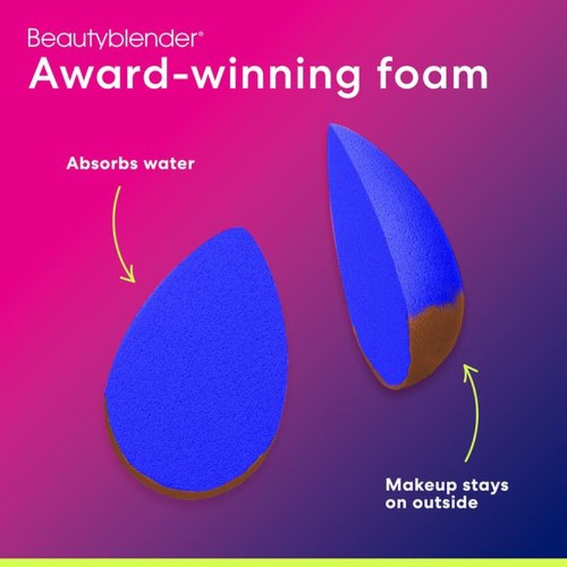 Beautyblender® | Sapphire Beauty Blender Makeup Sponge, Super-Soft Foam Easily Blends Foundations, Powders & Creams, Made in USA, Reusable, Washable, Streak Free Application, Vegan, Cruelty Free