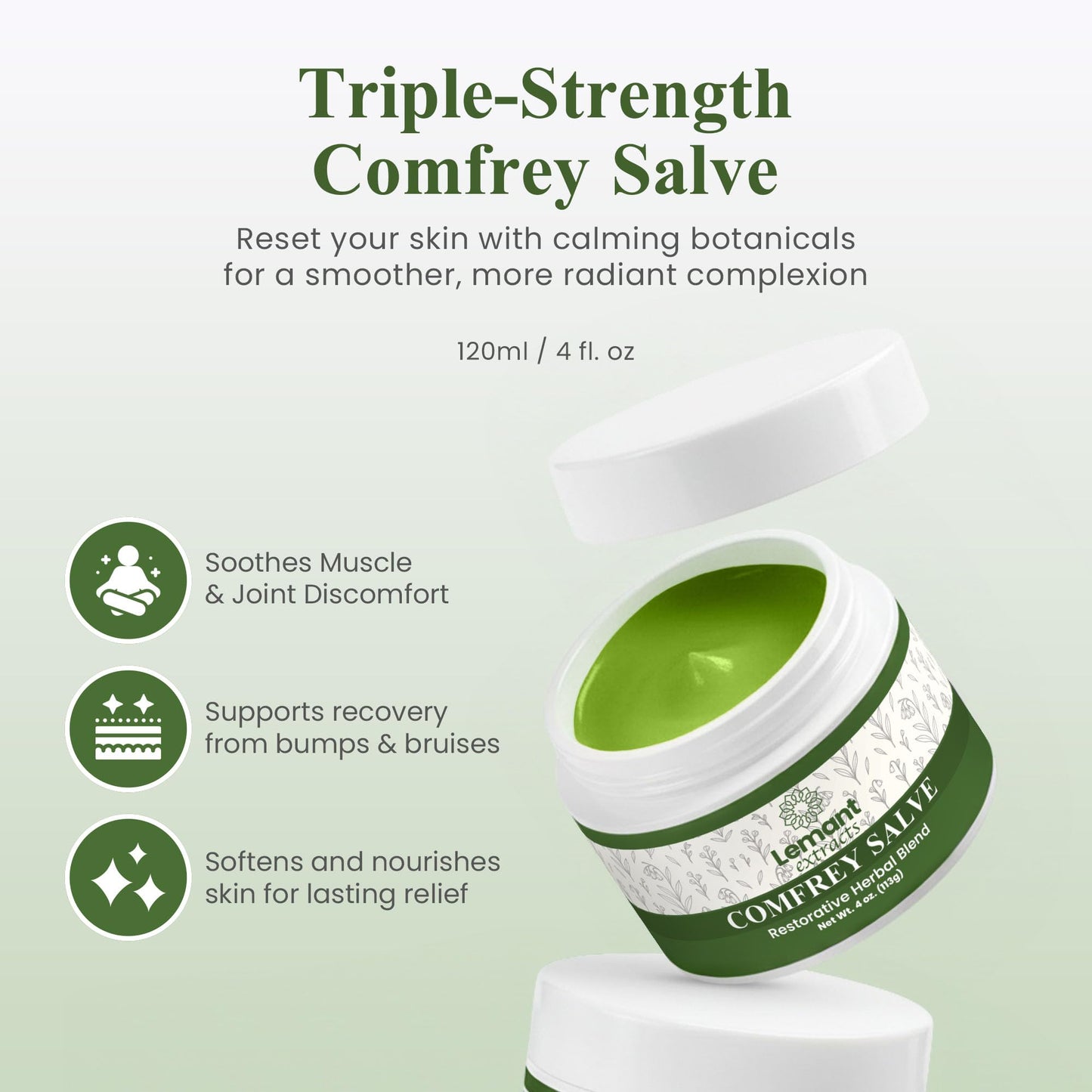 Organic Comfrey Salve for Bone Healing (4 oz) | Natural, Herbal Comfrey Cream for Soothing Comfort and Recovery - Infused with Concentrated Comfrey Oil