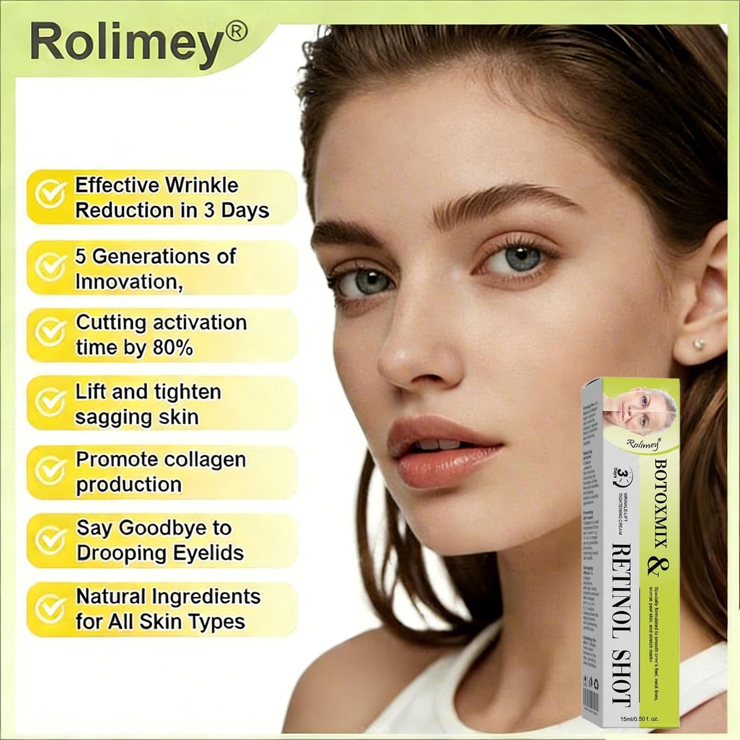 Rolimey Botoxmix & Vita-A Retinol Shot Wrinkle-Lift Tightening Cream, 2026 New Golden Peptide Lifting Cream, Pore Minimizer, Natural Collagen Lifting Serum for All Skin Types (2 Pack)