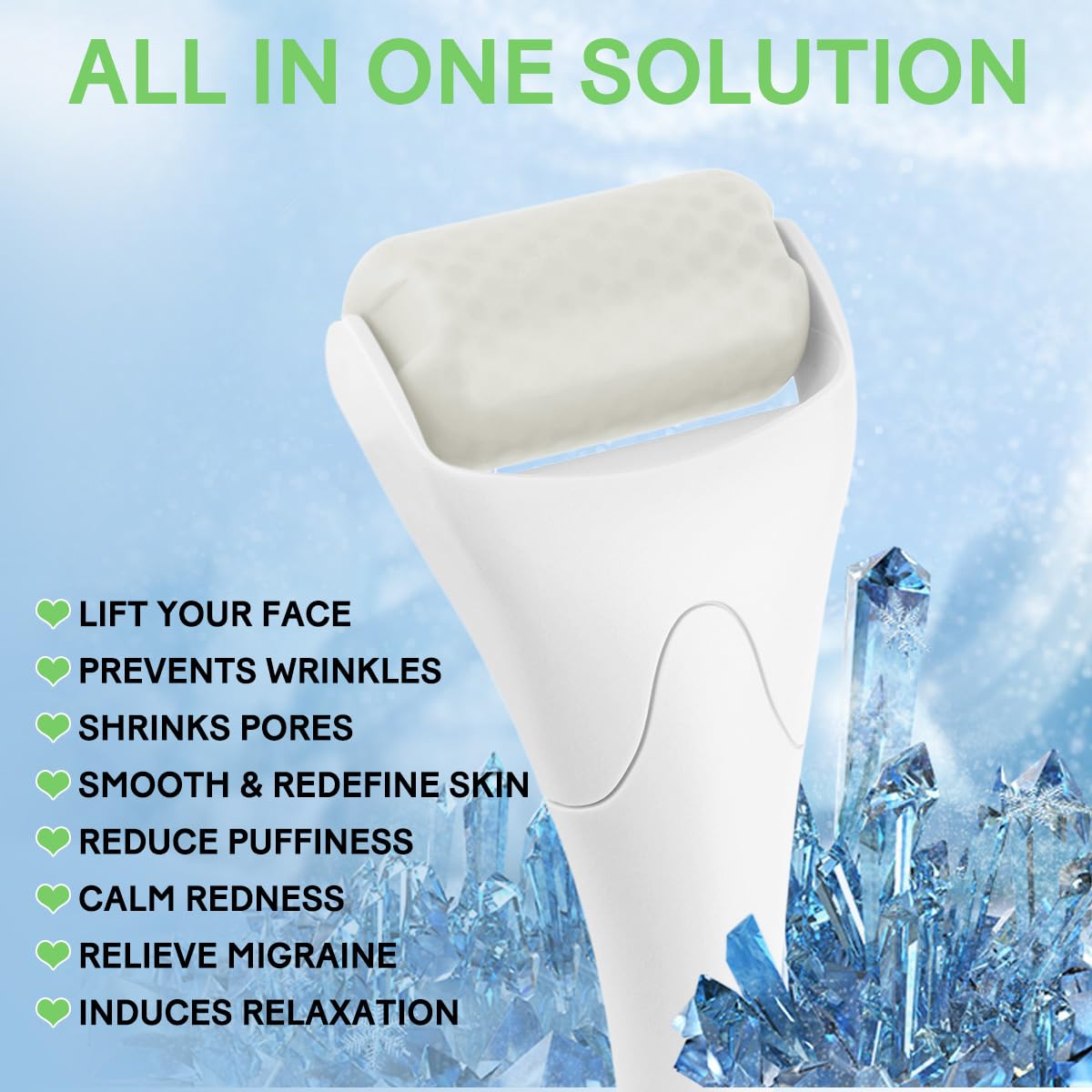 Fronnor Ice Roller for Face,Eyes,Facial Massager Tool,Soothing Skin Care Tool,Cooling Skincare Device for Puffiness,At-Home Spa Gift for Women(White)