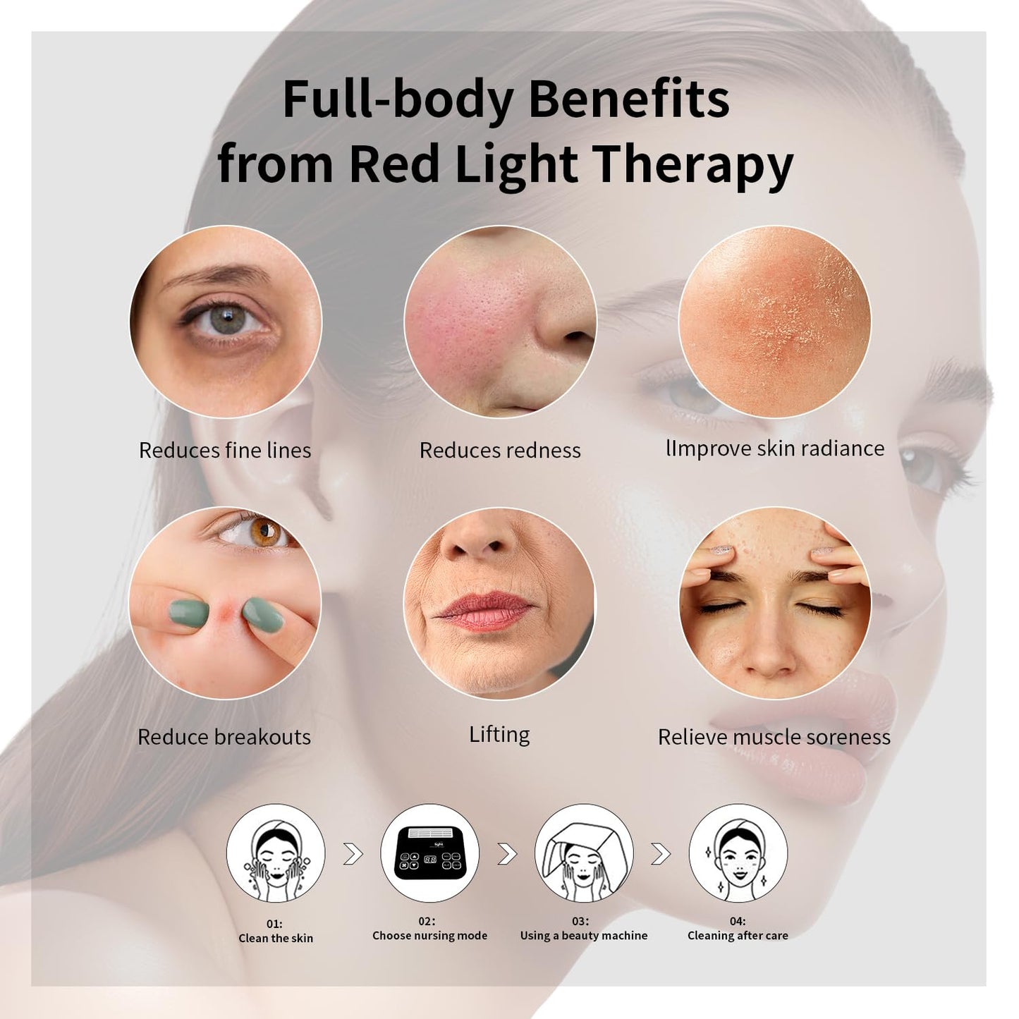 LED-Face-Red-Light-Therapy-Mask,7 Color LED Mask Light Therapy Equipment,Home Skin Care Beauty Equipment for Facial, Neck & Body Use (Square)