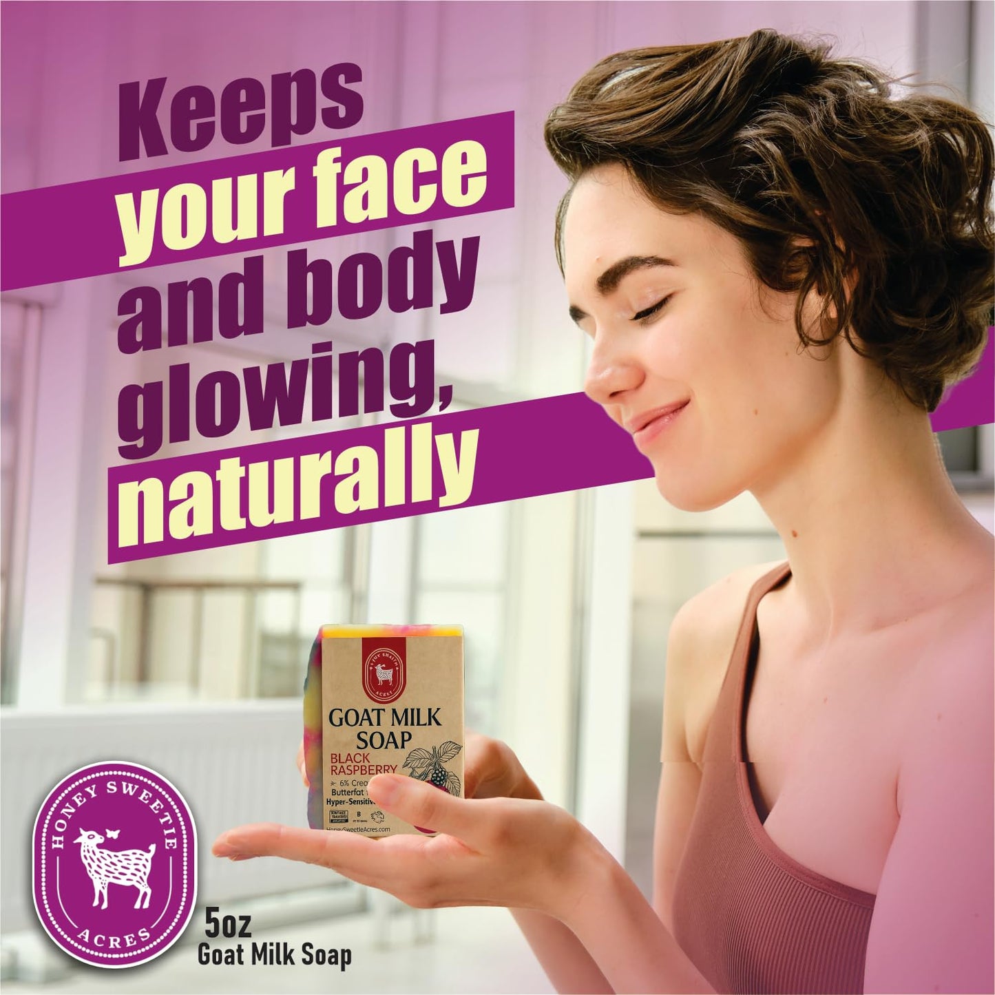 Honey Sweetie Acres Black Raspberry Goat Milk Soap - Handmade 5 oz Bar, Made with Natural Ingredients, Moisturizing & Gentle, Made in the USA (Black Raspberry)
