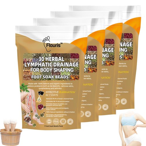 Flouris 30-Herb Detox Foot Bath Beads, 2024 New Herbal Detox&Shaping Cleansing Foot Soak Beads, Flouris Detoxing Herbs Foot Soak Beads for Relaxing and Soothing Body Sore Tired (4 Pack)