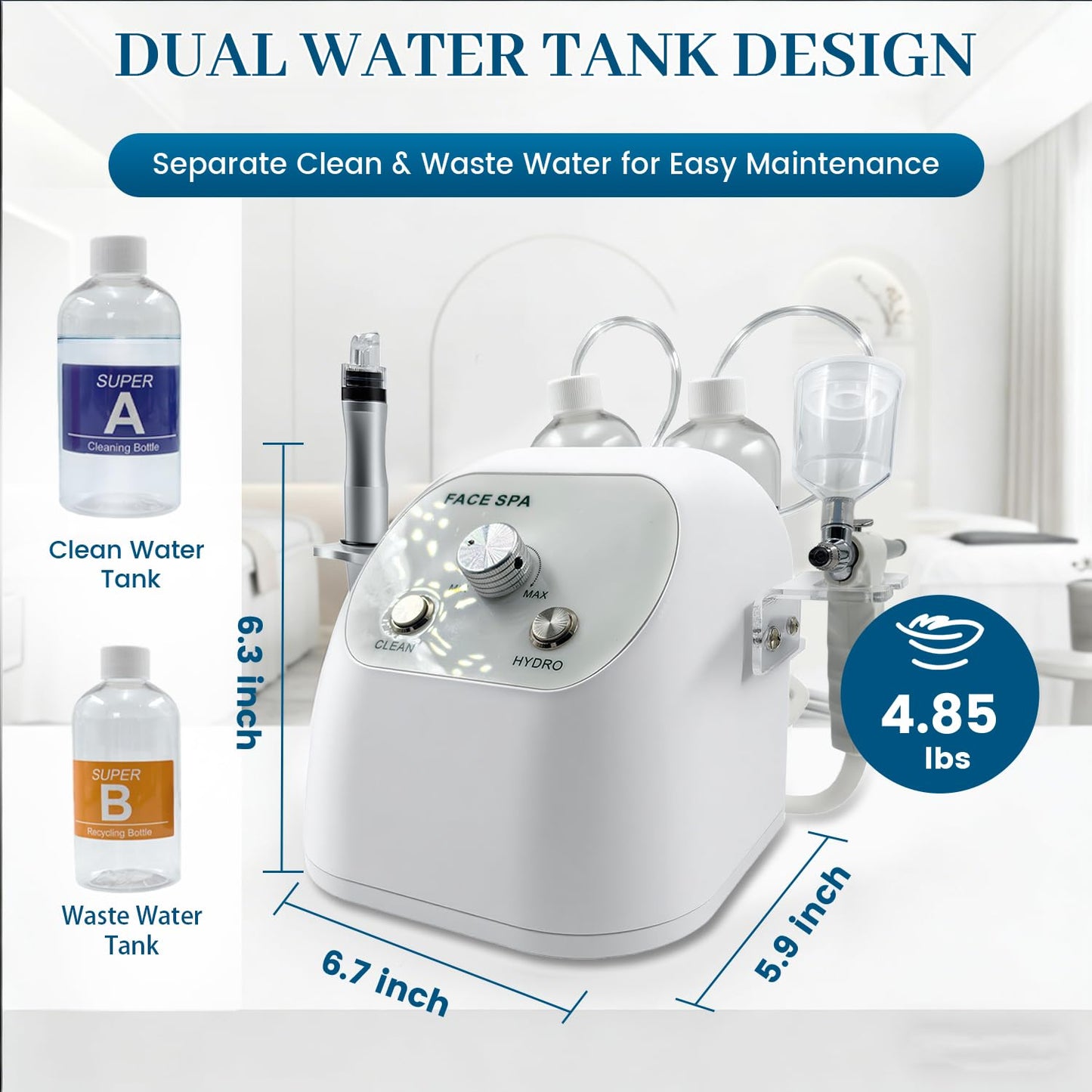 Hydrogen Oxygen Facial Machine for Home & Spa Use – Hydro Facial Machine Professional with Facial Vacuum, Water Oxygen Spray, Hydro Dermabrasion & Skin Care Device