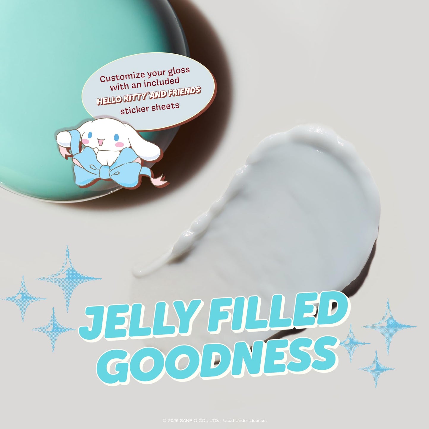 The Crème Shop x Cinnamoroll Gloss Jelly Lip Glaze Tinted Lip Balm, Peptide and Shea Butter for Plump Lips, Moisturizing & Glossy Shine (0.12 oz)- Crystal Blue