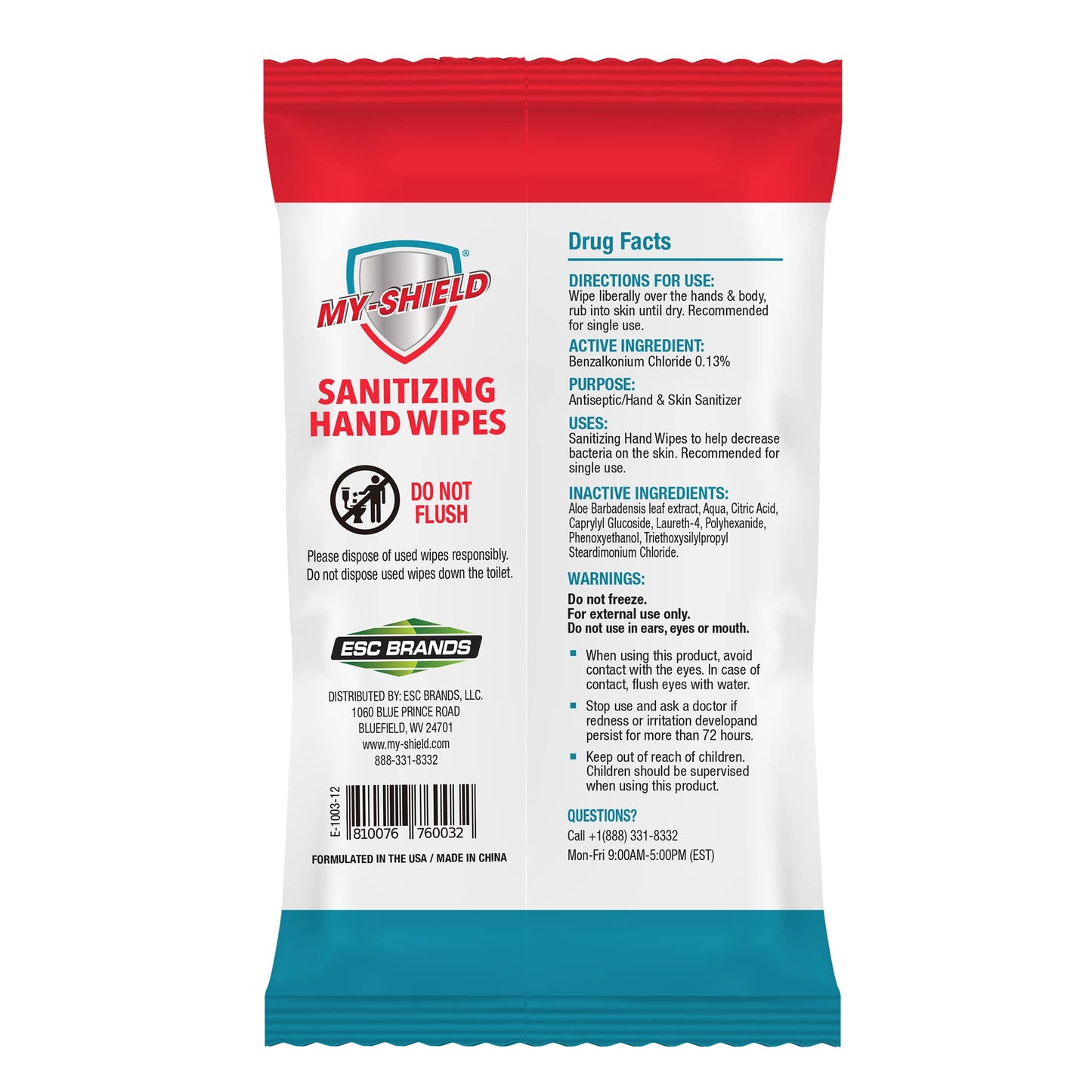 My-Shield Sanitizing Hand Wipes - Travel Pack - 20 Count (4-pack) Alcohol-Free, Long-lasting Protection. Kills 99.9% of Germs. Moisturizes With Aloe Vera. Formulated with Zetrisil.