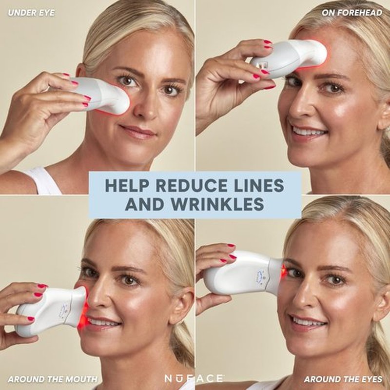 NuFACE Trinity FDA Cleared Microcurrent Facial Device Kit - NuFACE Microcurrent Device, Wrinkle Reducer + Effective Lip & Eye Attachment for Targeted Face & Neck Treatment + Aqua Microcurrent Gel