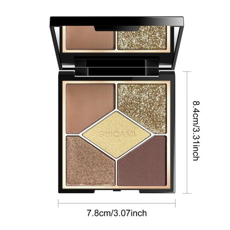 KYDA 5 Colors Eyeshadow Palette, Ultra-rich Matte Dark Brown Eyeshadow, Glitter Golden Bronzer Eyeshadow, Blendable Lightweight Powder, High Pigment Neutral Brown Eyes Makeup, Got Brown