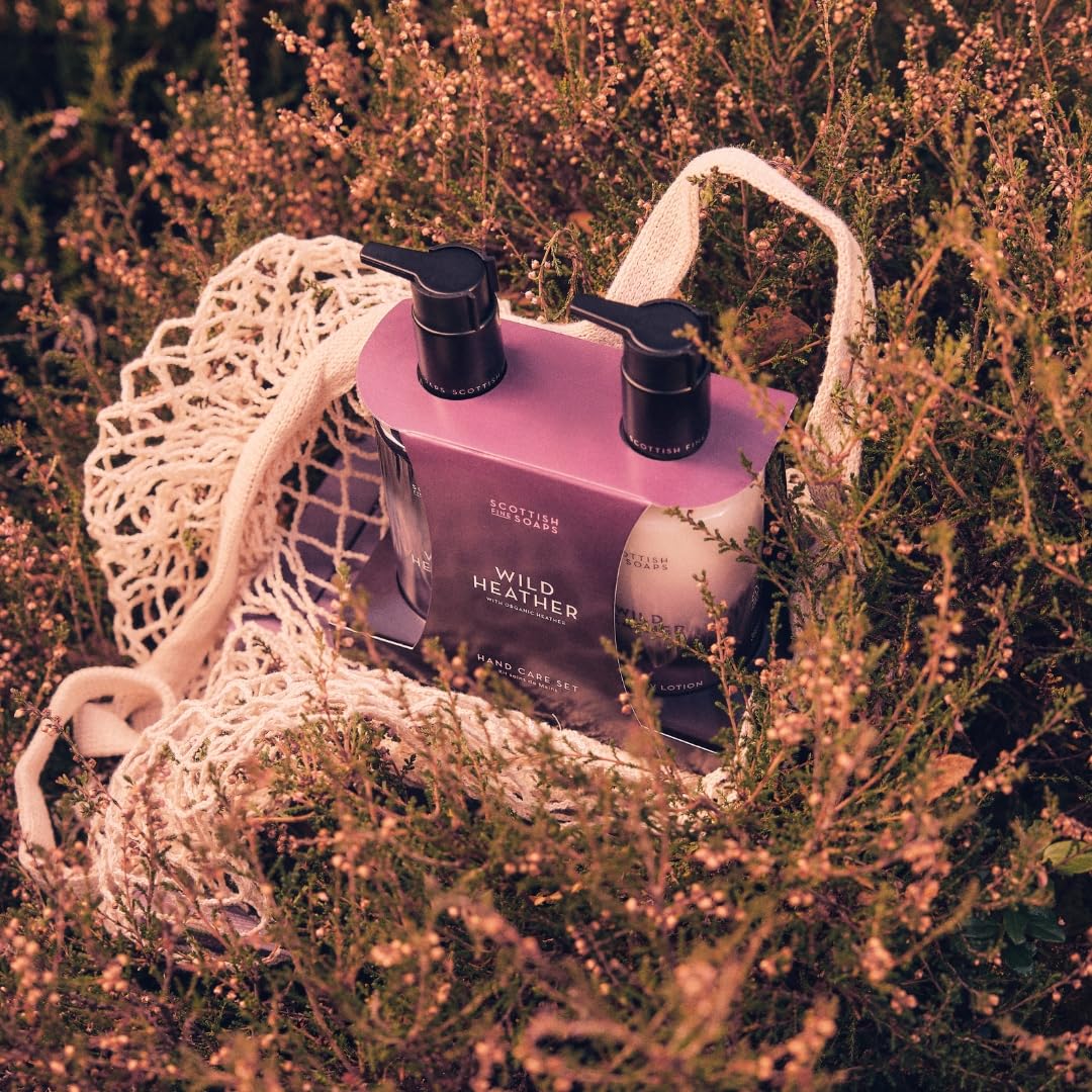 Scottish Fine Soaps Wild Heather Luxury Hand Care Set, Purple, with Organic Heather Extract, Hand Wash and Lotion, 600ml