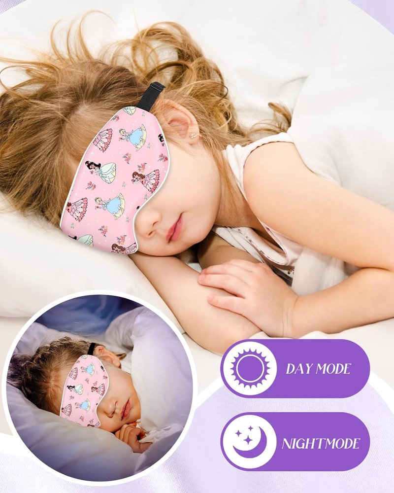 Kids Sleep Mask - Cute Cartoon Silk Eye Mask with Adjustable Strap | Soft & Smooth for Boys & Girls