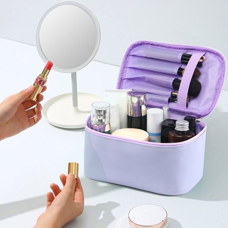 Meiyuuo Makeup Bag Cosmetic Bags Small for Women Zipper Pouch Makeup Organizer Waterproof Cute (Light Lavender Purple)