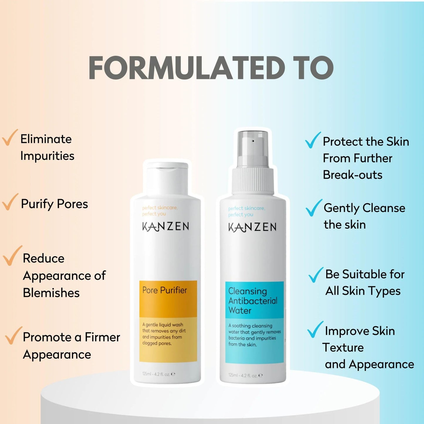 Kanzen Skincare Derma Acne Duo Set Acne Cleansing Water & Pore Purifier for Clearer Looking Skin, Daily Facial Skincare Kit