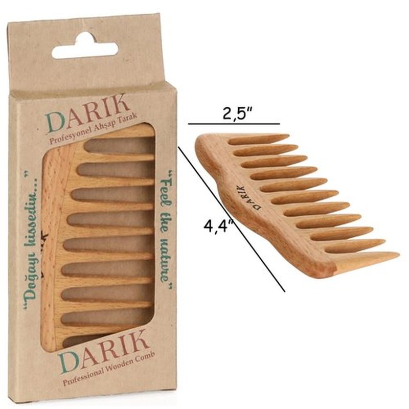 Wide Tooth Wooden Comb | Cepillo Ancho de Madera para Cabello | Natural Hairbrush | Vintage Style Hairbrush | Wood Comb for Gentle Styling | Anti-Static Hair Comb (Oval Wide Tooth)