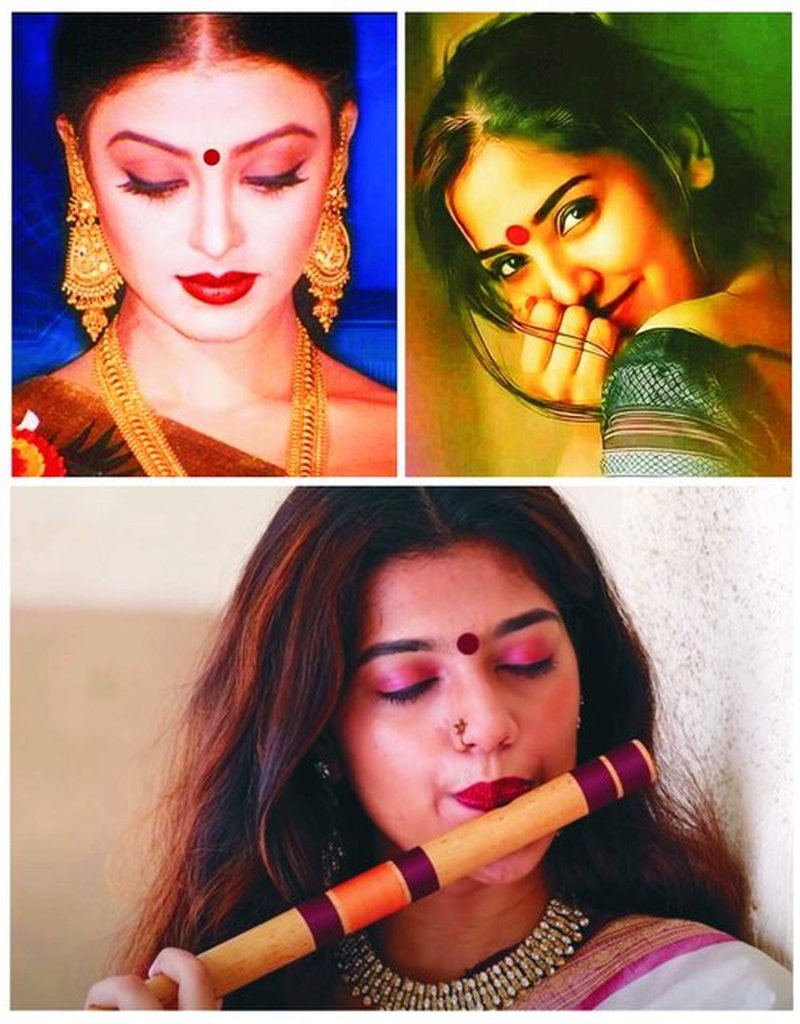 ASHIRWAD Maroon Bindi of Single Size 10 pcs and Different Sizes 1 pc each of No. 1, 2, 3, 4, 5, 6 (Maroon No. 2)