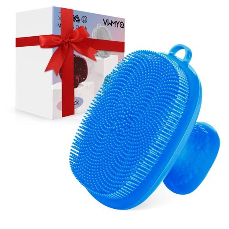 VWMYQ Silicone Face Scrubber for Men Facial Cleansing Brush Silicone Face Wash Brush Manual Waterproof Cleansing Skin Care Face Brushes for Cleansing and Exfoliating (Blue)