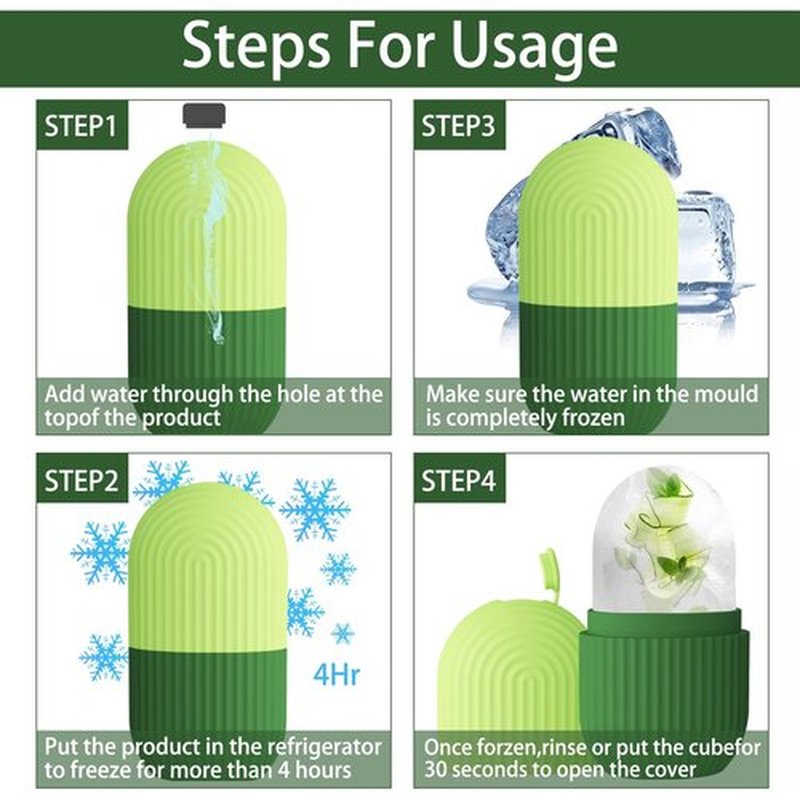 XHJRI Ice Roller Massager for Face, Eyes and Neck - Naturally Condition Skin, De-Puff Eye Bags, Reduce Migraine Pain - Reusable Silicone Ice Mold (Green)