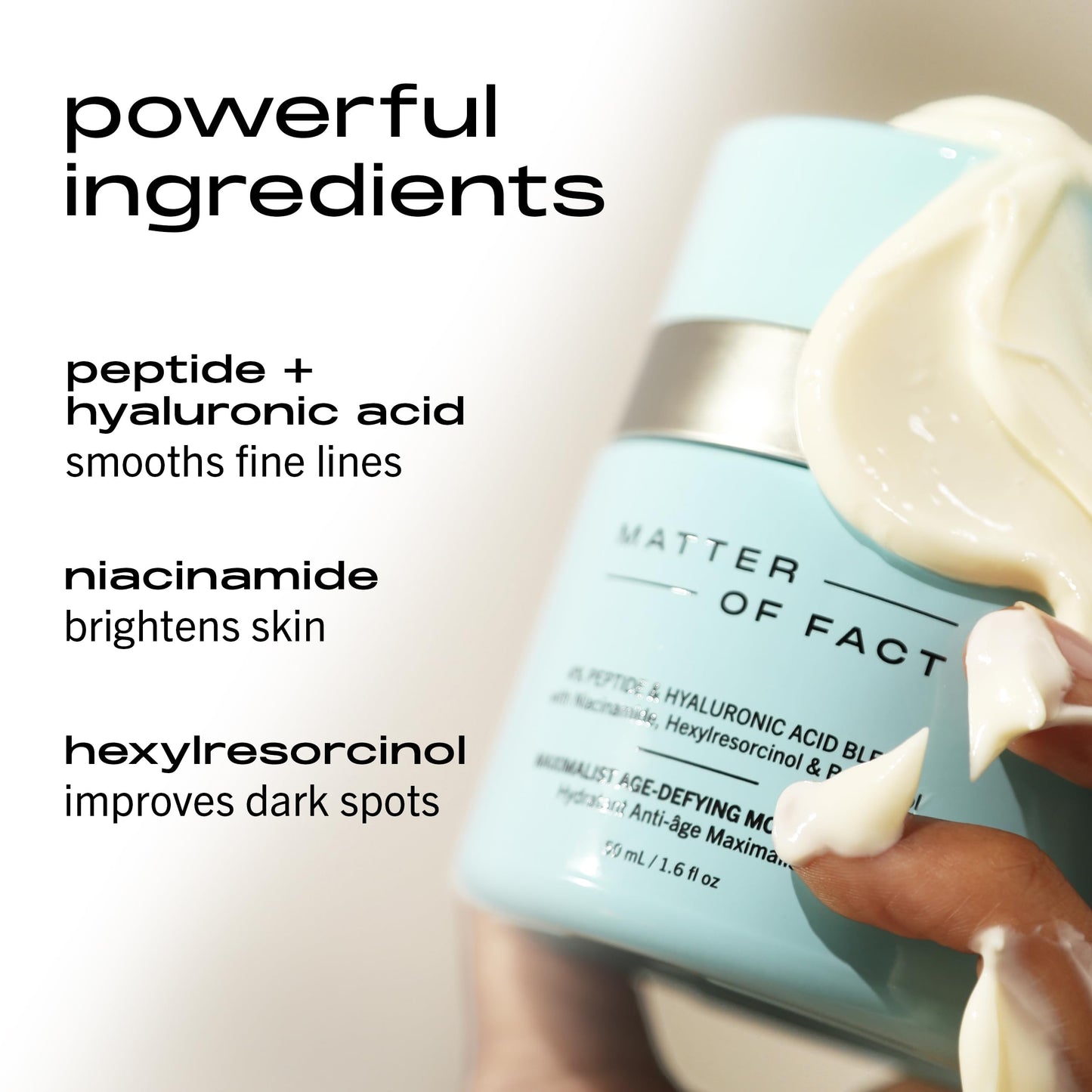MATTER OF FACT Maximalist Age-Defying Moisturizer, Peptide & Hyaluronic Acid Face Cream with Niacinamide and Bakuchiol, Plumping Hydration for Fine Lines & Uneven Tone, 50mL / 1.6 Fl Oz