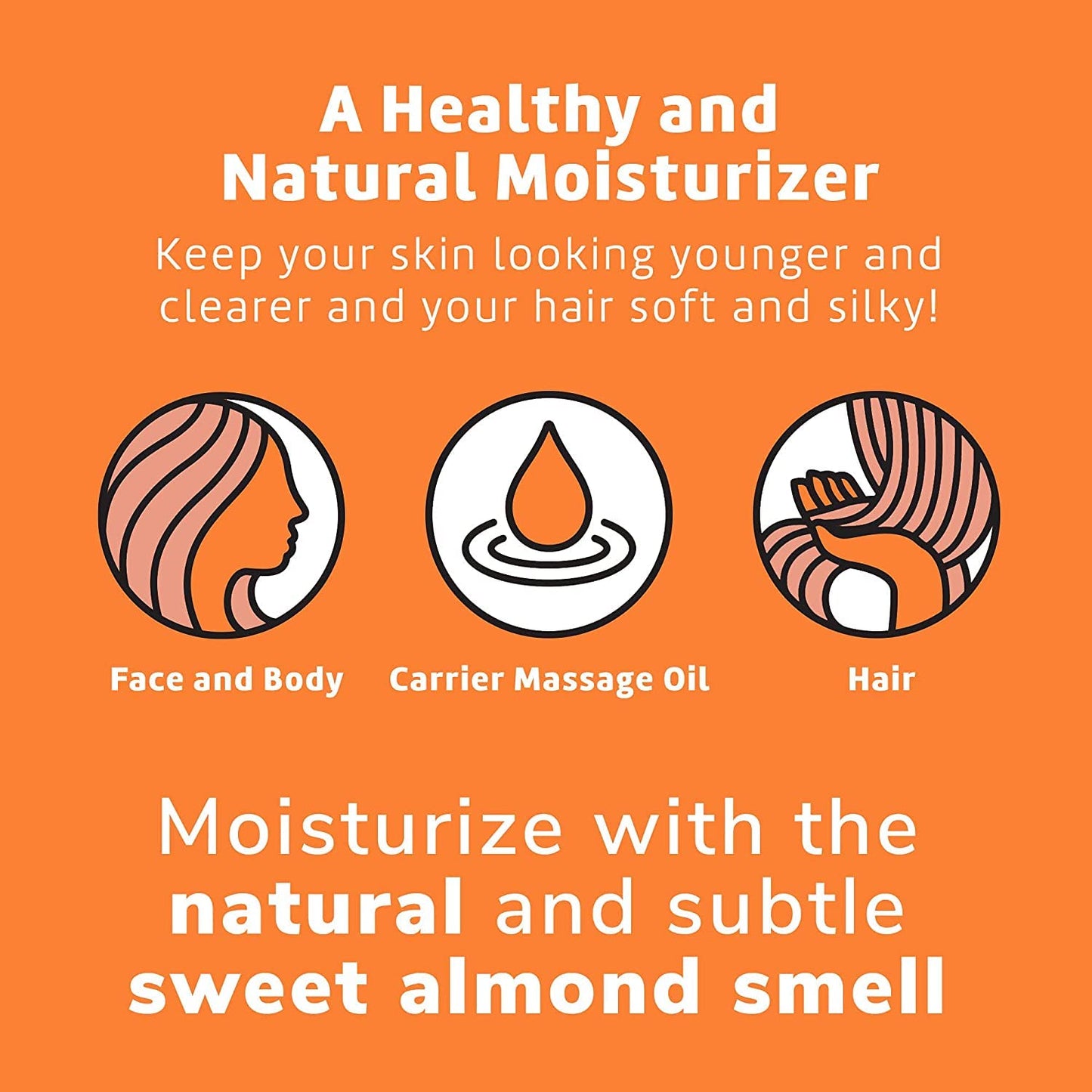 De La Cruz Sweet Almond Oil 2 FL OZ - Expeller Pressed for Skin & Hair - 6 Pack