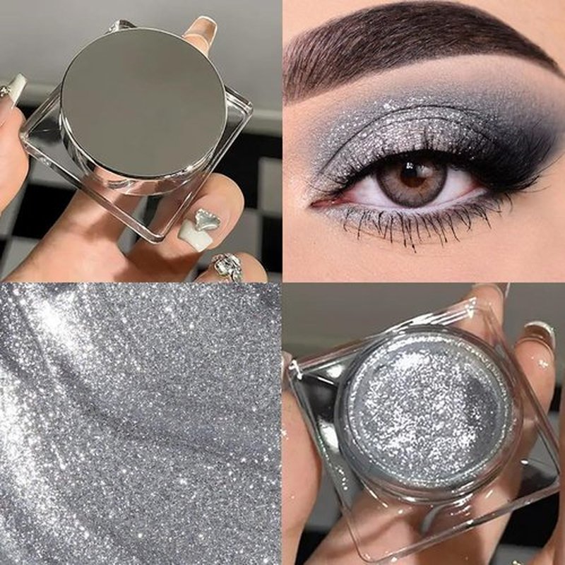HHLTOH Eyeshadow Single Shimmer, High-Pigment Monochrome Eye Shadow Pressed Powder, Everyday Velvety Silky Eye Makeup Looks, Professional Long-Lasting Waterproof Single Eyeshadow Palette, 02# Silver